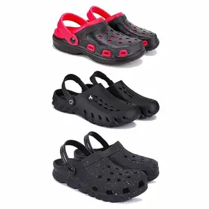 DRACKFOOT-Lightweight Classic Clogs || Sandals with Slider Adjustable Back Strap for Men-Combo(3)-3017-3144-3058-7 Black