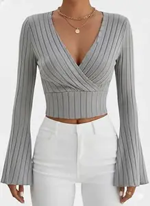 SILES FASHION Women Casual Flared Sleeve Self Design Blue Top Stylish Regular Fit Soft Fabric Trendy Office Party Top