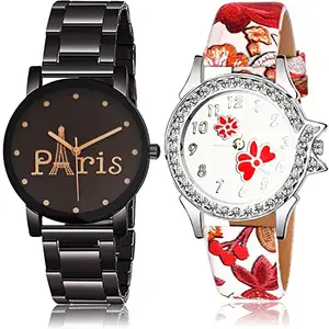 NEUTRON Heart Analog Black and Red Color Dial Women Watch - GCPL12-G409 (Pack of 2)