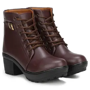 FASHIMO Women & Girls Lace Up Block Heel Lace-up Boots GNNP777-brown-38