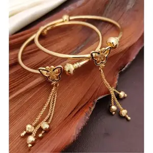 Gold Brass Twinkling Glittering Bracelet/Bangles for Women | Adjustable | Size 2.4 | 2 Pcs | B&B_2.4_13ekp4