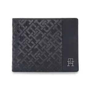 Tommy Hilfiger Men's Leather Wallet Melado - Black | Passcase Wallet with RFID Protection | 12 Card Slots | Bi-Fold Purse for Men | Ideal for Gifting