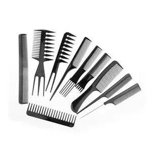 Belicia 10 PCS Set Of 10 Pieces Hair Styling Combs Multi Purpose Hairdressing Comb Set Black Detangling Hairdresser Barber Combs For Salon And Home