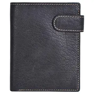 Leatherman Fashion LMN Genuine Leather BlackGray Men Wallet 2 Card Slots