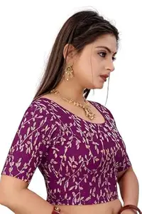 Embroidered Saree Blouse for Women Round Neck Half Sleeve Fitted Ethnic Choli with Intricate Gold Leaf Thread Work Traditional Wedding Festive Occasion Saree Blouse for Women