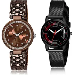 NEUTRON Heart Analog Brown and Black Color Dial Women Watch - GL271-(45-L-10) (Pack of 2)