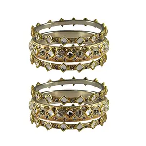 MAYA FASHION Golden stone Brass Bangle Elegant Extra Large Size Bangle | Perfect Fit for Plus Size banglesTrendy and Comfortable Fit for woman and girls | (Sku-ban3944)