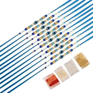 Young & Forever Rakhi Blue Evil Eye Thread Combo Bhai Set Boys Brother 12 Pure Raksha Bandhan Rakhis Bhaiya for Rakshabandhan