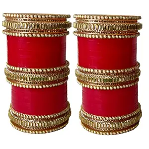 Generic OM SAI COSMETICS Women's Traditional Handcrafted Bridal Chuda Bangles Set Best Designer Jewelry Red Color Bangles (RASHI) (2-6)
