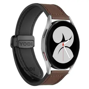 YODI 22mm Watch Strap For Fire Boltt Invincible Plus Bsw097 | Eterno Bsw103 | Astro Bsw084, Defy Space Pro, Ambrane Wise Eon smartwatch, Genuine Leather Hybrid Watch band with Magnet Folding Buckle for men women (Dark Brown)