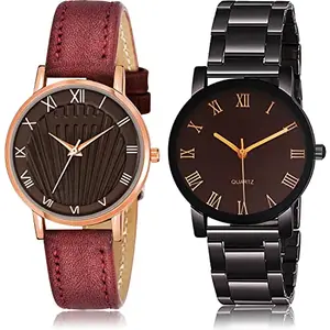 NEUTRON Exclusive Analog Brown and Black Color Dial Women Watch - GW49-GCPL15 (Pack of 2)