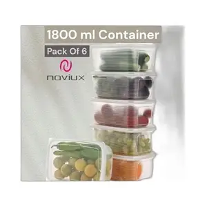 Fridge Storage Containers (Pack of 6), Fridge Organizer Storage Box & Secure-Sealing Lids, Fridge Storage Boxes Keep Fruits, |Design - 3394 Refrigerator Organizers