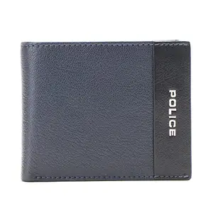 POLICE Rapodo Bi Fold Coin Wallet - Navy/Black - Leather, Mens