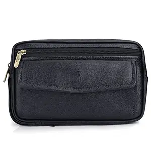 The Clownfish Multipurpose Travel Pouch Money Cash Pouch Handbag with Wrist Belt (Black)