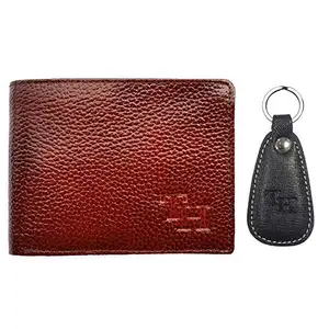 Tanned Hides - Genuine Leather Designer Wallet with Attractive Leather Key Chain - Export Quality - Special Price ONLY On Amazon