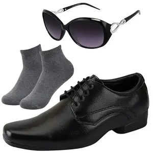 Vitoria l Men Black Lace Formal Shoes with Dark Gray Socks & Women Cheri/7