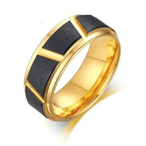 Asma Jewel House Pure Tungsten Steel Ring 8MM Black Gold Color for Men (GoldBlack)