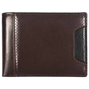 Leatherman Fashion LMN Genuine Leather Brown Black Men Wallet LV5803 (4 cc Card Slots)
