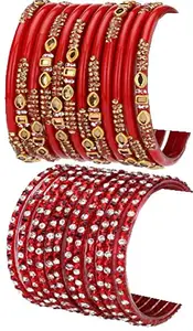 Somil Fashion Glass Bangles/Kada Combo Set for Women and Girls - Ideal for Weddings, Parties, and Festivals - Available in 4 Sizes - Includes 24 Stylish Bangles/Kada in Attractive Red & Red Colors