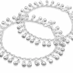 Silver Plated Single Strand Ball Beaded Traditional Ethnic Anklet Jewellery For Women Silver Anklet