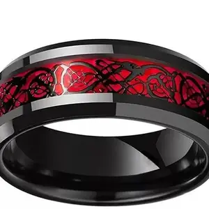 Men Valentine Smart Temperature Combo Ring Silver & Black (IR7349)