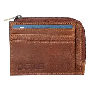 DSNS Unisex Genuine Leather Wallet with Zipper | RFID Blocking Heart Card Holder Zipper Wallet (Brown)