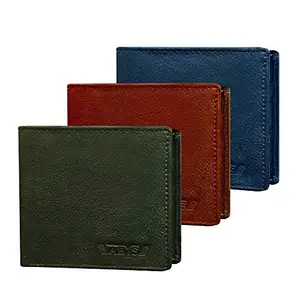 ABYS Brown Genuine Leather Wallet||Business Card Holder for Men & Boys Set of 3 (6601: DQ+HM+GR)