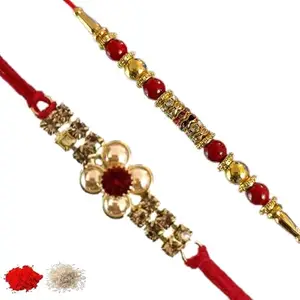 Rakhi set of 2, Rakhiya, Rakhi combo,with roli and chawal packet 399