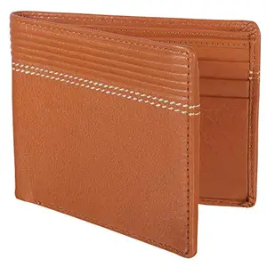 Men Brown Genuine Leather RFID Wallet 6 Card Slot 2 Note Compartment