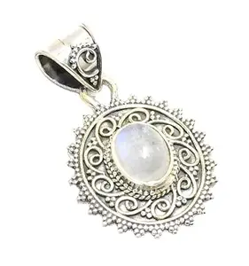 Rajasthan Gems Pendant 925 Sterling Silver Natural Rainbow Moonstone Gem Stone Women Men Unisex Handmade k556