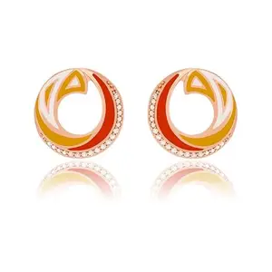 Kushal's Fashion Jewellery White Rose Gold Plated Meenakari Zircon Earring - 412604