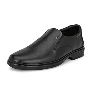HITZ_6602_Black Leather Office Wear Slip-On Shoes