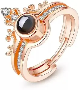 Men Valentine Smart Temperature Combo Ring Silver & Black (IR7851)