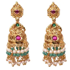JEWELLVALLY White Pearl Stylish Traditional Jhumki Earrings For Women and Girls