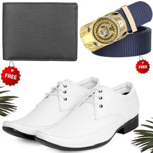 Latest Trendy Formal Shoes/Party Shoes/Shoes Combo with Free Wallet & Belt for Men and Boys (BAZAAR5077_VTOR-BLK-1007) Multicolor