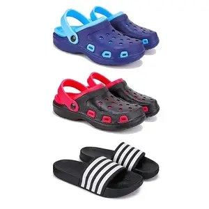 Lightweight Classic Clogs || Sandals with Slider for Men-Combo(3)-3019-3017-3024-8 Black (COMBO(3)-3019-3017-3024-8__BZ)