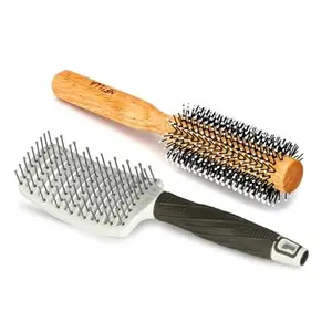Nfilla Wooden Comb Set For Women | Hair Comb For Men Round | Hair Brush Dryer | Rollers | Wooden Round Hair Roller & Vented Hair Brush and Hair Comb
