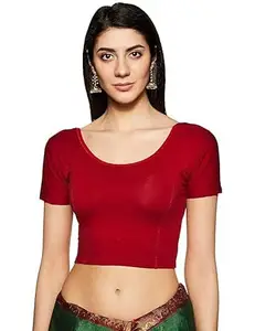 Fressia Fabrics Womens Stretchable Half Sleeve Readymade Saree Blouse