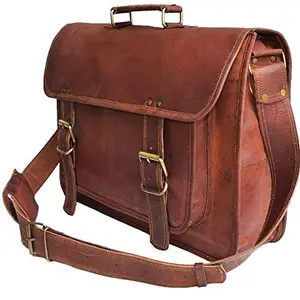 Znt Bags No-1124 15 inch Genuine Leather Laptop Office Messenger Bag for Men & Women.