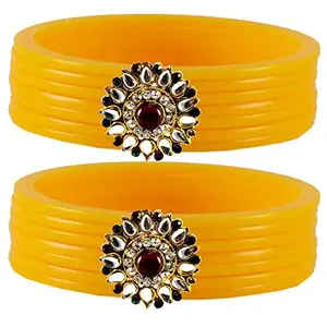 MAYA FASHION Yellow Stone Acrylic-Brass Bangle With Very Extra Large Size Elegant Extra Large Size Bangle | Perfect Fit for Plus Size banglesTrendy and Comfortable Fit for woman and girls | (Sku-ban1773)