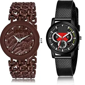 NEUTRON Quartz Analog Brown and Black Color Dial Women Watch - G569-(29-L-10) (Pack of 2)