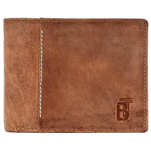 Breaking Threads Genuine Hunter Leather Bi-Fold Wallet for Men Coffe Brown | Handcrafted | Unique Design | 6 Card Slots | 1 Transparent Id Window |Durable | Travel Friendly