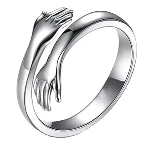 Mahi Valentine Gift Proposal Exclusive Closed Hand Hug Ring for Women (FR1103193R)