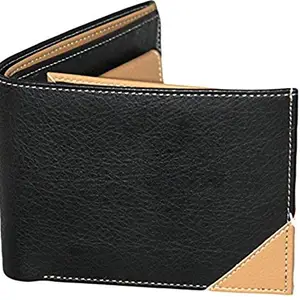 K London Black & Beige Leather Men's Wallet (1413_blkbeige)