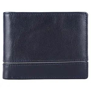 Leather Junction Navy Formal RFID Blocking Leather Wallet for Men (14721100)