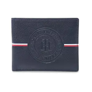 Tommy Hilfiger Men's Leather Wallet Alsek - Navy | Passcase Wallet with RFID Protection | 12 Card Slots | Bi-Fold Purse for Men | Ideal for Gifting