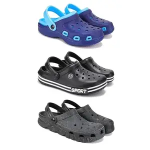 WINGSCRAFT Lightweight Classic Clogs || Sandals with Slider for Men-Combo(3)-3019-3014-3056-9 Grey-5605