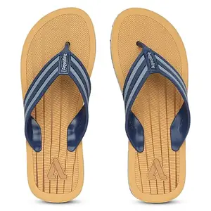 Aqualite Slippers for Man with Slip-on Flat with Rubber Sole| Daily use Sliders for Man | Lightweight Slides for Men | Sleeper for Men Stylish | Comfortable Mens Slippers Beige Navy Blue Size-9