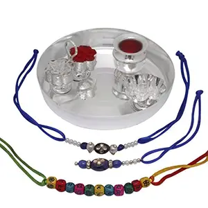 Empire Gift Rakhi for Brother with Puja Thali Set for Bhaiya Bhabhi - Rakhi for Brother and Bhabhi with Decorative Poja Thali