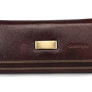 GENWAYNE Women's Leather Wallet Purse (Brown, LHP11)